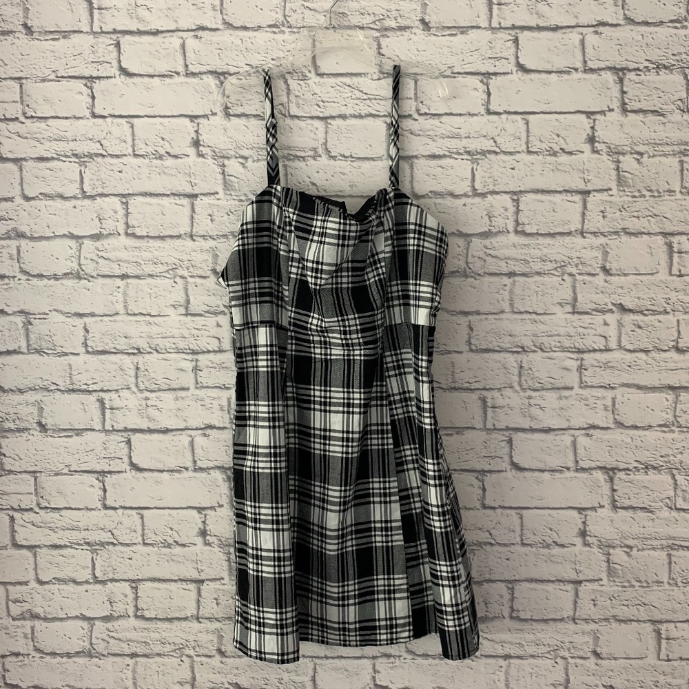 Black and White Plaid Mini Dress